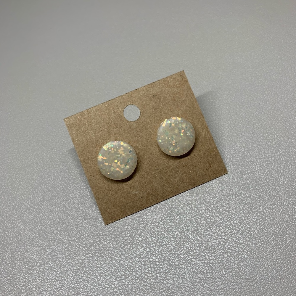 Handmade Polymer Clay Opal Earring Studs - Picture 5 of 6